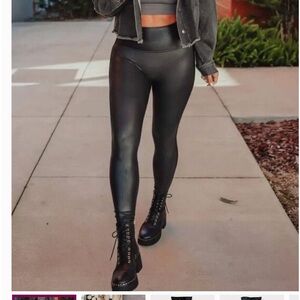 Spanx Womens Size Large Black Faux Leather Leggings